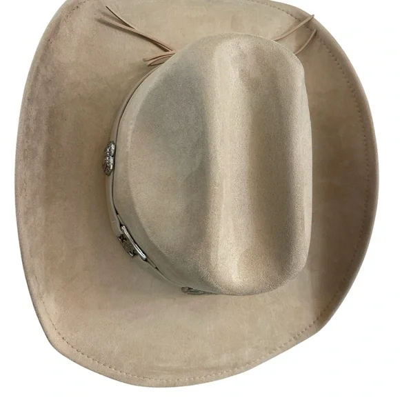 HAT western cowboy cowgirl felt camel heart buckle hatband micro suede NWT - Picture 3 of 7